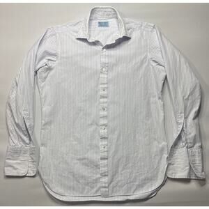 Hilditch & Key Men's French Cuff White Striped Button Up Dress Shirt 15-1/2 39cm